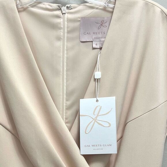 NWT Gal Meets Glam Lydia Dress A Line Fit & Flare Knee Length Pockets in Oatmeal - Picture 10 of 11